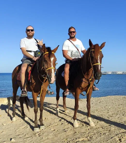 Horse riding along the beach in Hurghada