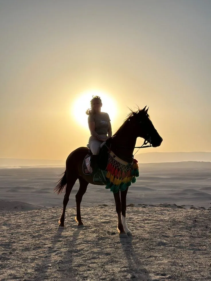 Desert horse riding at sunset near Hurghada