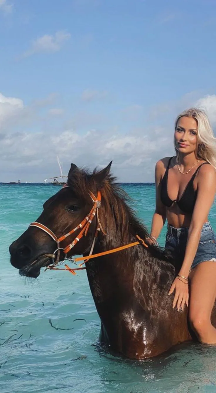 Swimming with an Arabian horse in the Red Sea